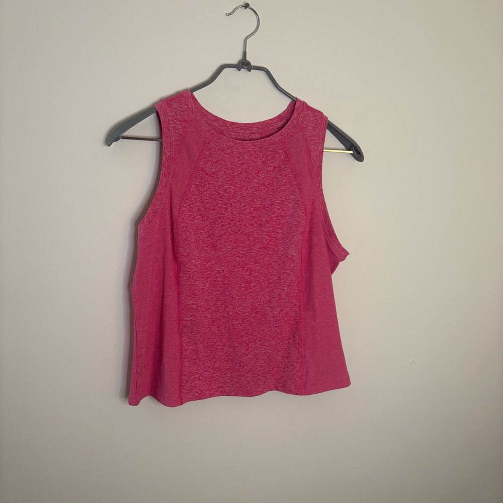 Pink Crop Tank Top with Round Neckline Members mark medium Gym Workout Shirt
